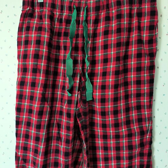 Lands' End Flannel Pajama Set Womens M Red Tartan Plaid Cotton Cozy Pockets - Picture 16 of 16